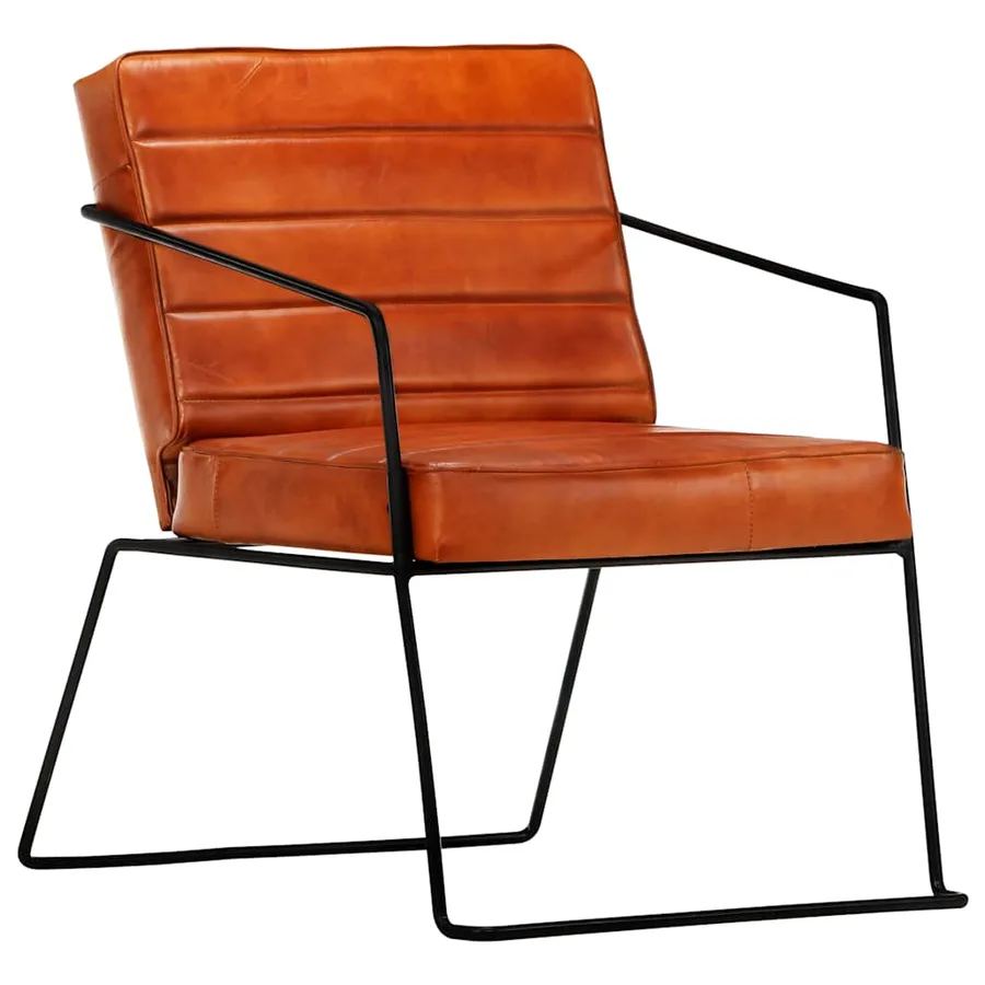 Fauteuil Brun roux Cuir véritable - 11