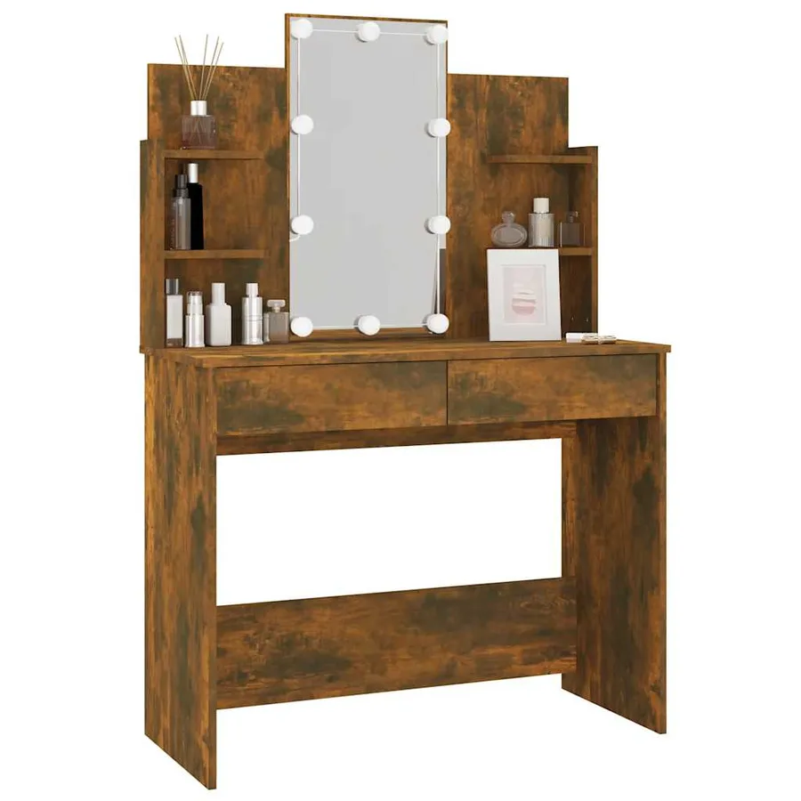 Coiffeuse avec LED Chêne fumé 96x40x142 cm - 12