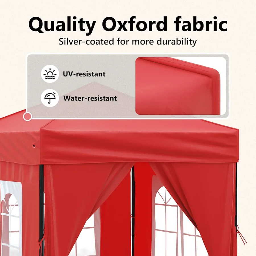 Tente de réception pliable avec parois Rouge 2x2 m - 11
