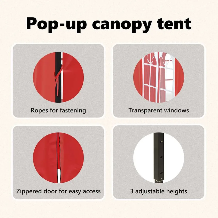 Tente de réception pliable avec parois Rouge 2x2 m - 13
