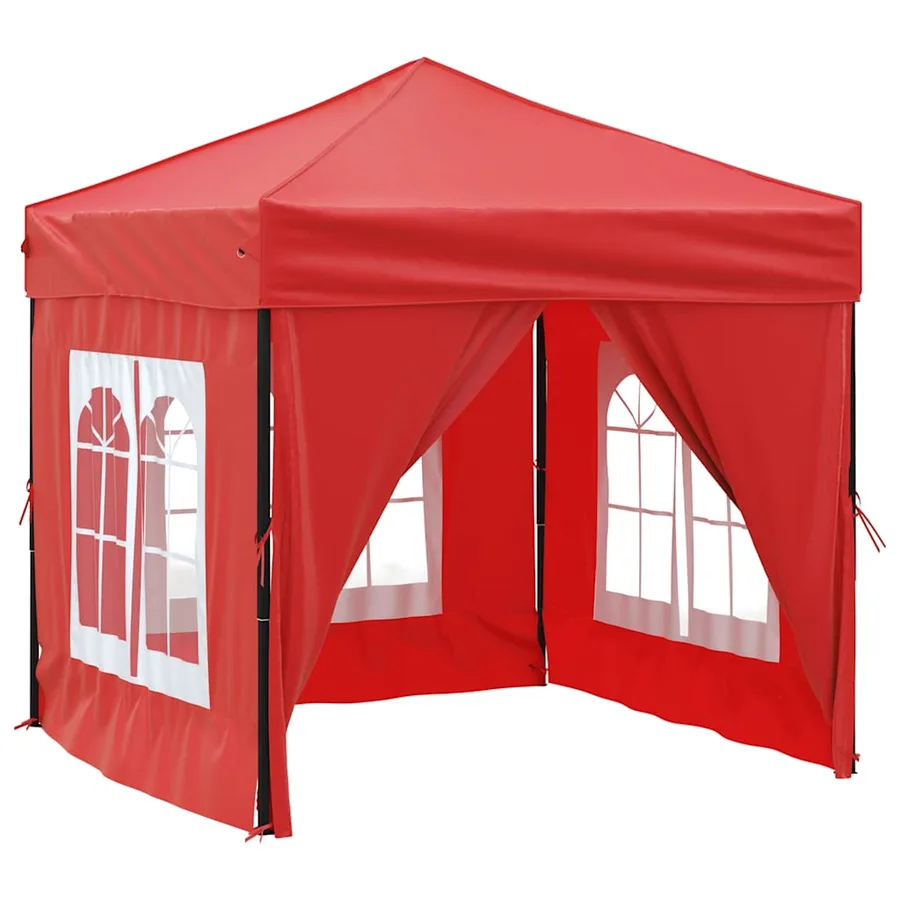 Tente de réception pliable avec parois Rouge 2x2 m - 2