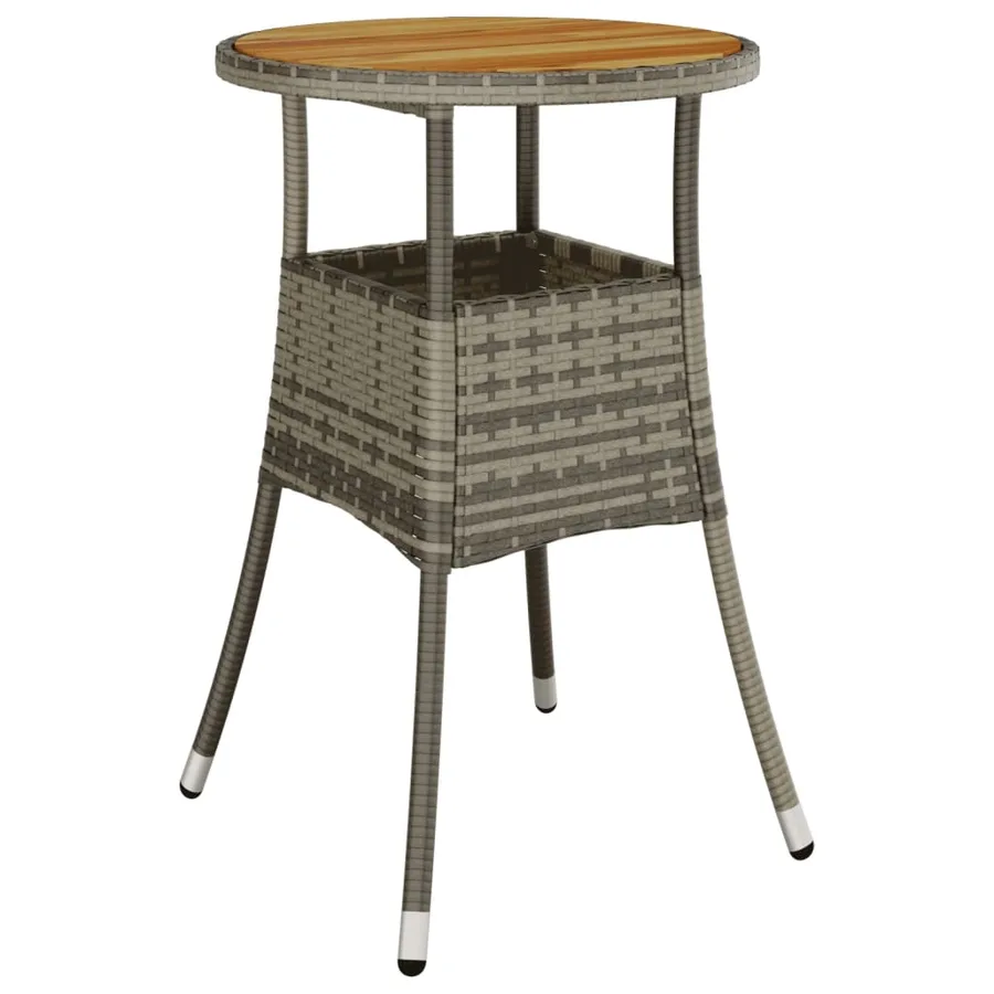 Table de jardin Ø60x75 cm Acacia et résine tressée Gris - 2