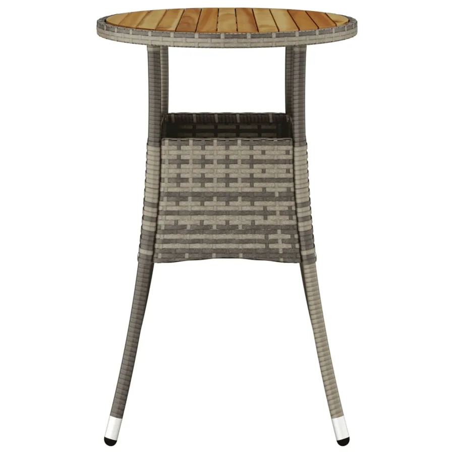 Table de jardin Ø60x75 cm Acacia et résine tressée Gris - 4