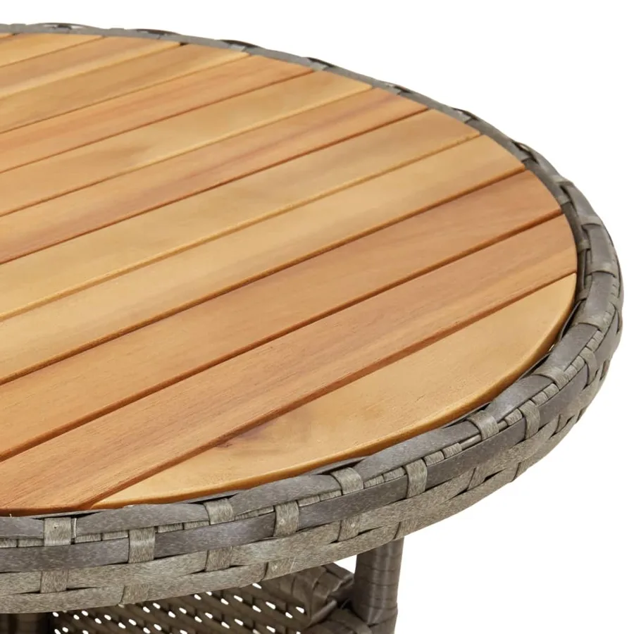 Table de jardin Ø60x75 cm Acacia et résine tressée Gris - 5