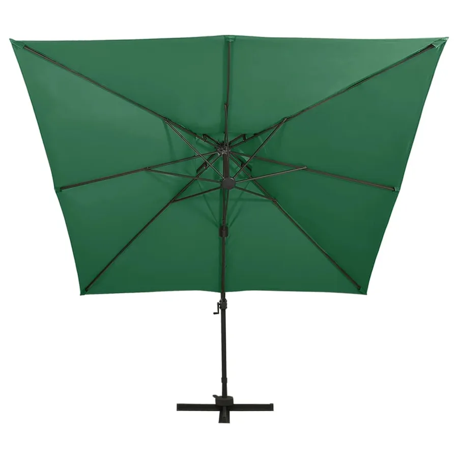 Parasol de jardin en porte-à-faux avec double toit vert - 3
