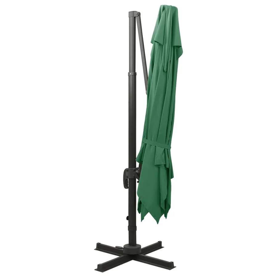 Parasol de jardin en porte-à-faux avec double toit vert - 4
