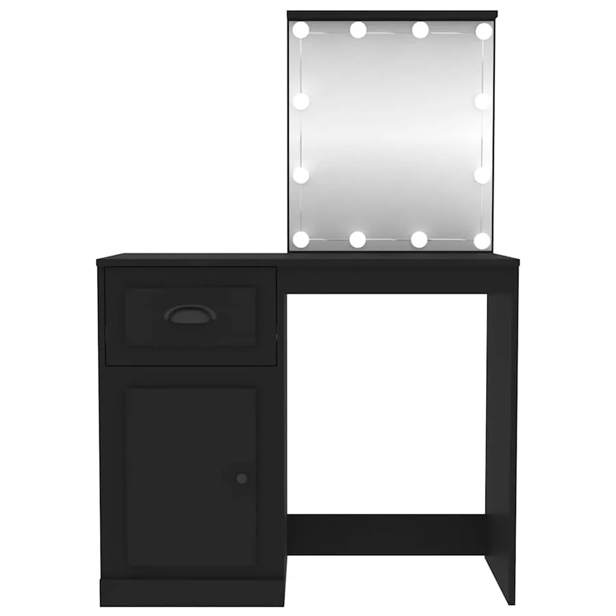Coiffeuse avec LED noir 90x50x132,5 cm bois d'ingénierie - 6