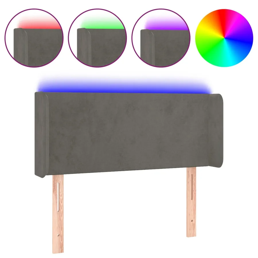 Tête de lit à LED Gris foncé 103x16x78/88 cm Velours - 2
