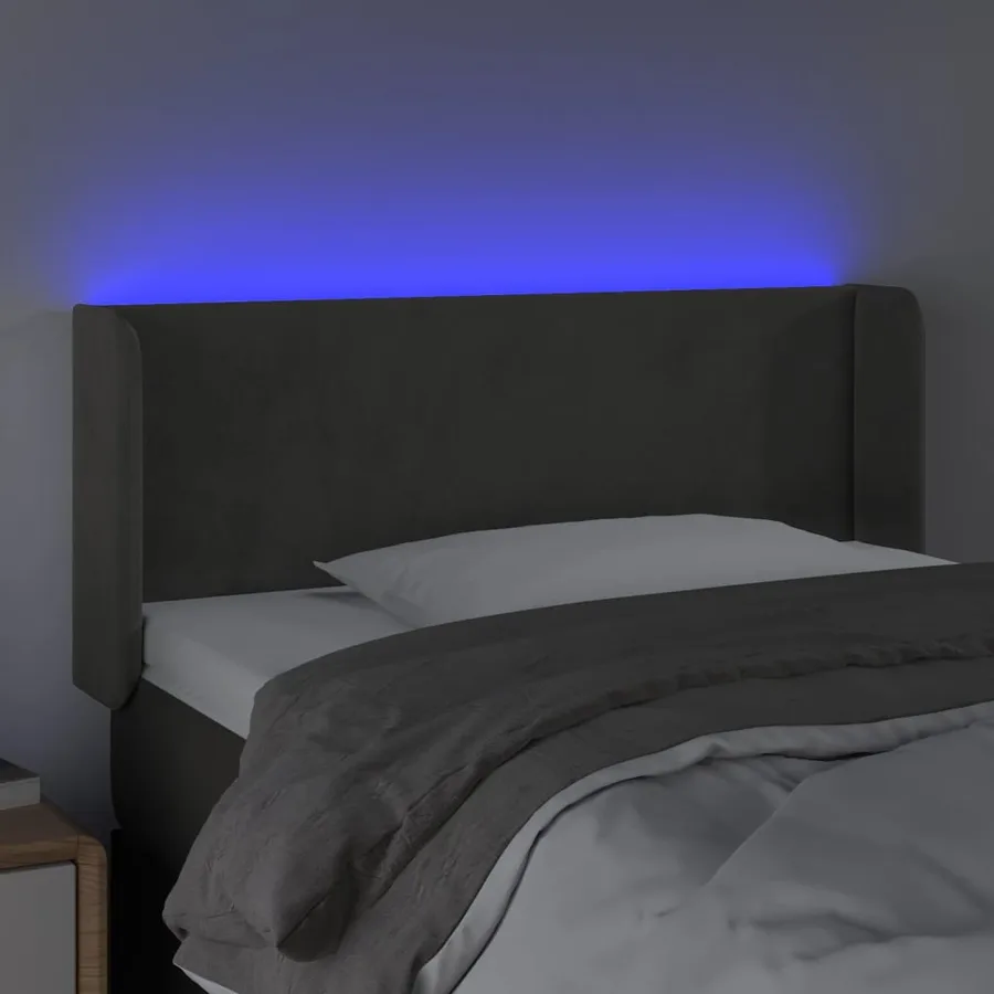 Tête de lit à LED Gris foncé 103x16x78/88 cm Velours - 4