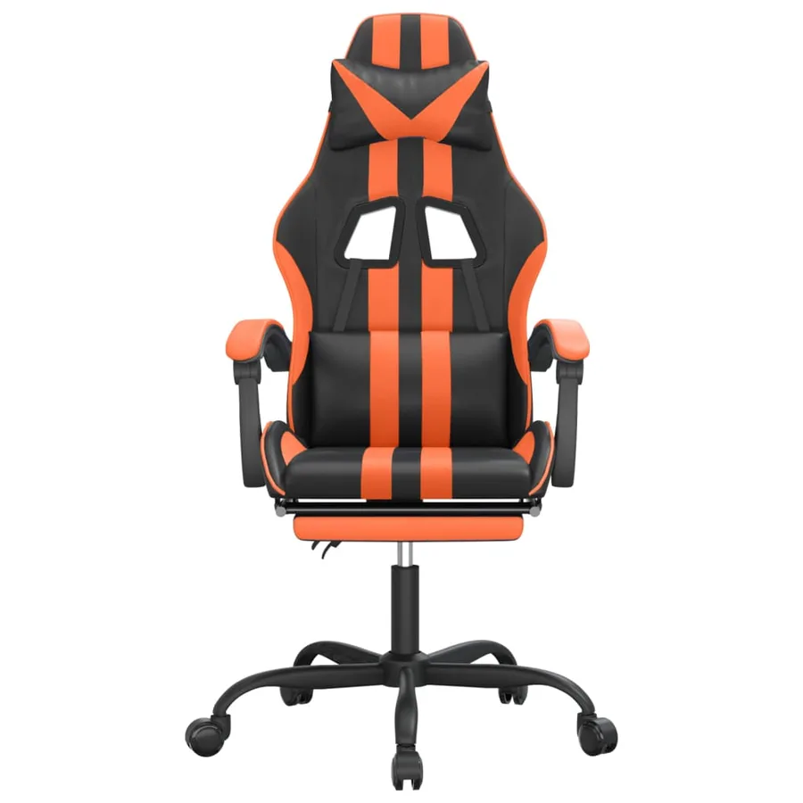 Chaise de jeu pivotante repose-pied Noir et orange Similicuir - 3