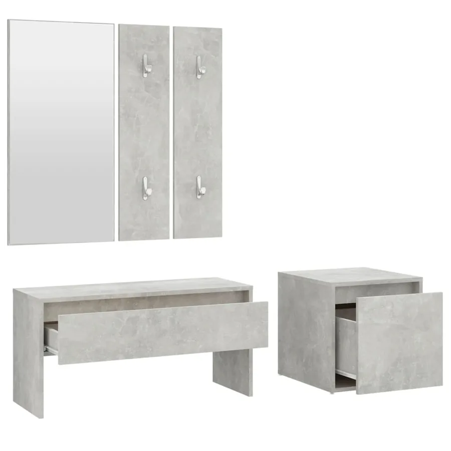 Ensemble de meubles de couloir Gris béton Bois d'ingénierie - 5