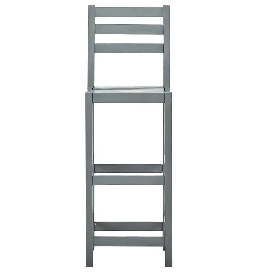 Tabourets de bar lot de 4 gris bois d'acacia massif - 3
