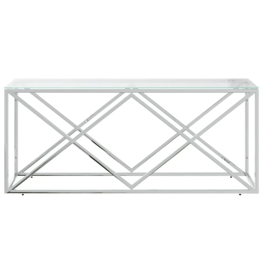 Table basse 110x45x45 cm acier inoxydable et verre - 3