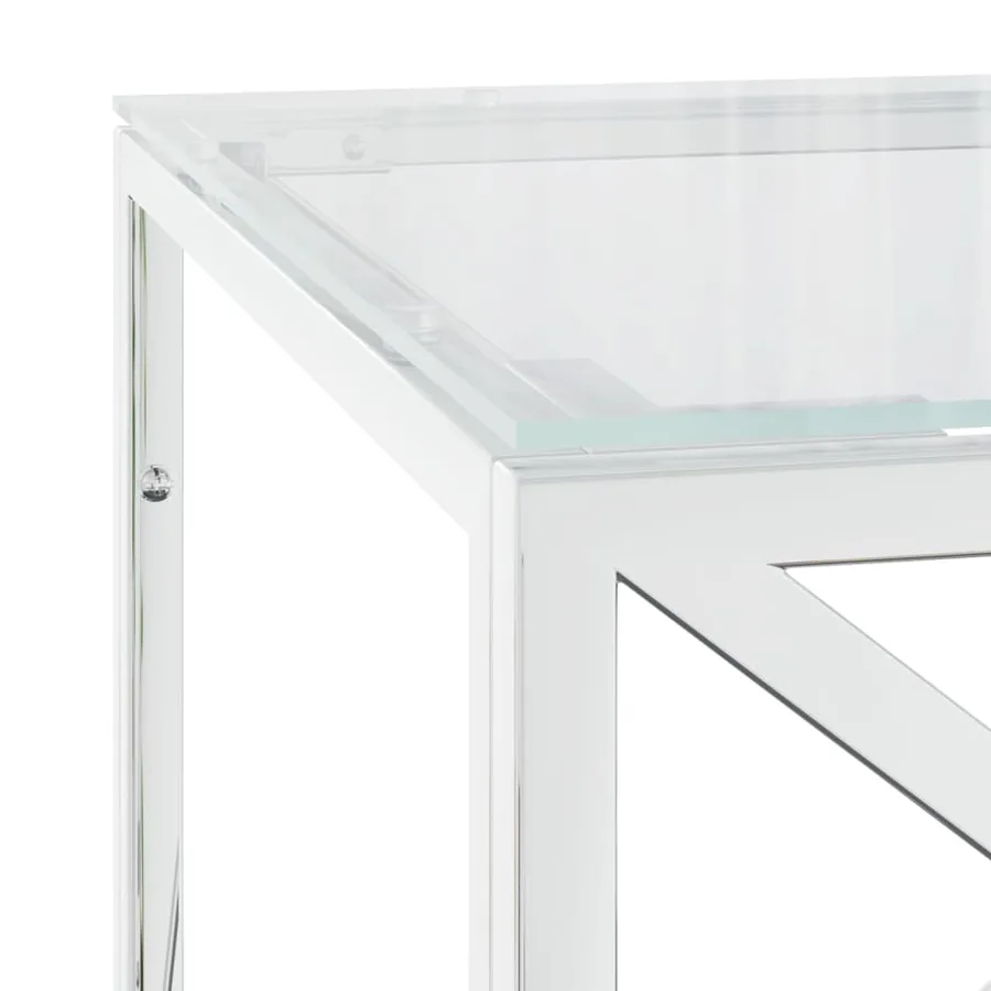 Table basse 110x45x45 cm acier inoxydable et verre - 5