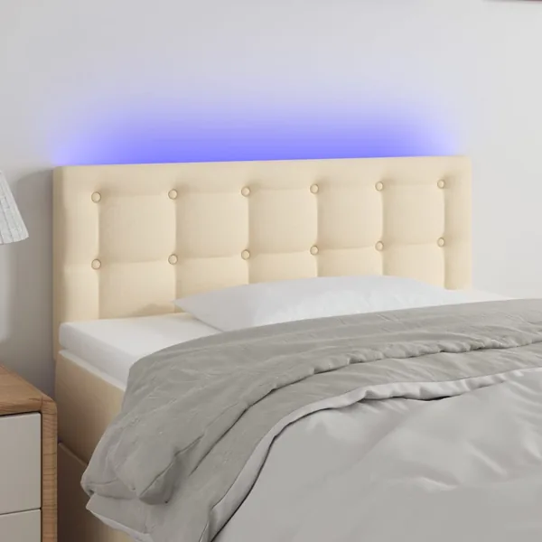 Tête de lit à LED Crème 100x5x78/88 cm Tissu