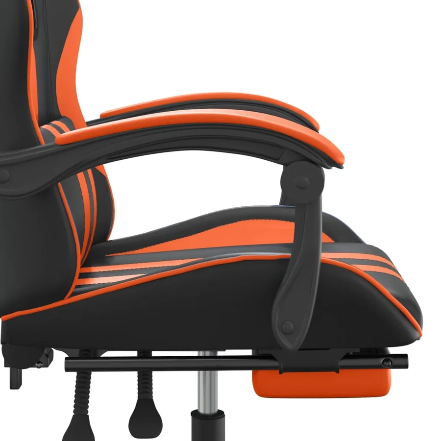 Chaise de jeu avec repose-pied Noir et orange Similicuir - 11