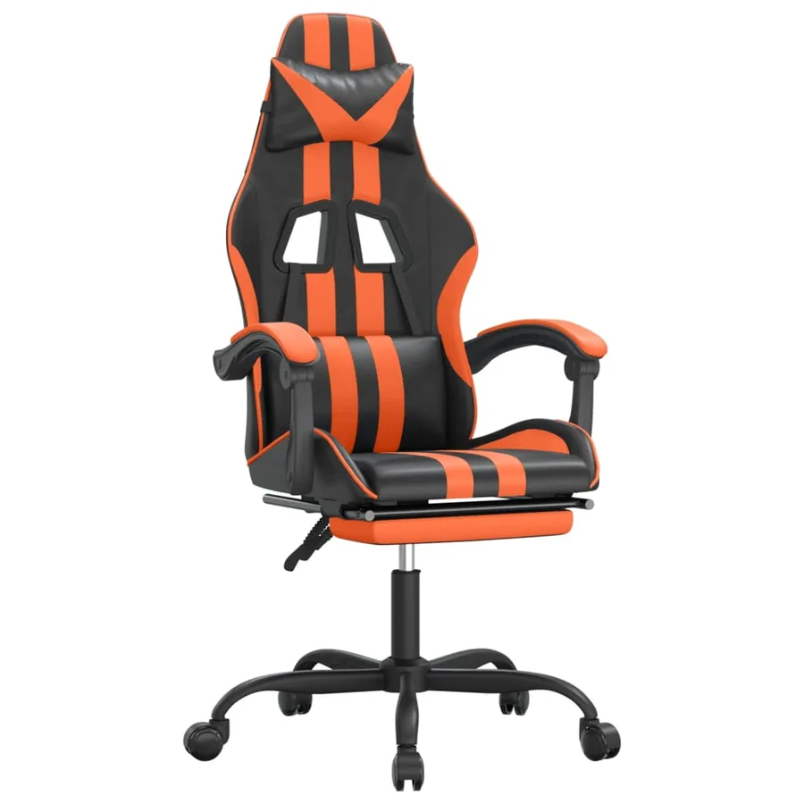 Chaise de jeu avec repose-pied Noir et orange Similicuir - 2