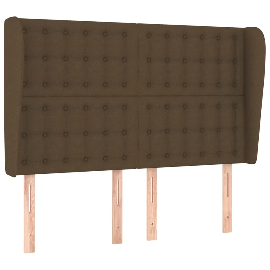 Tête de lit avec oreilles Marron foncé 147x23x118/128 cm Tissu - 2