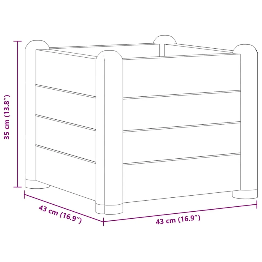 Lit surélevé de jardin PP Anthracite 43x43x35 cm - 5