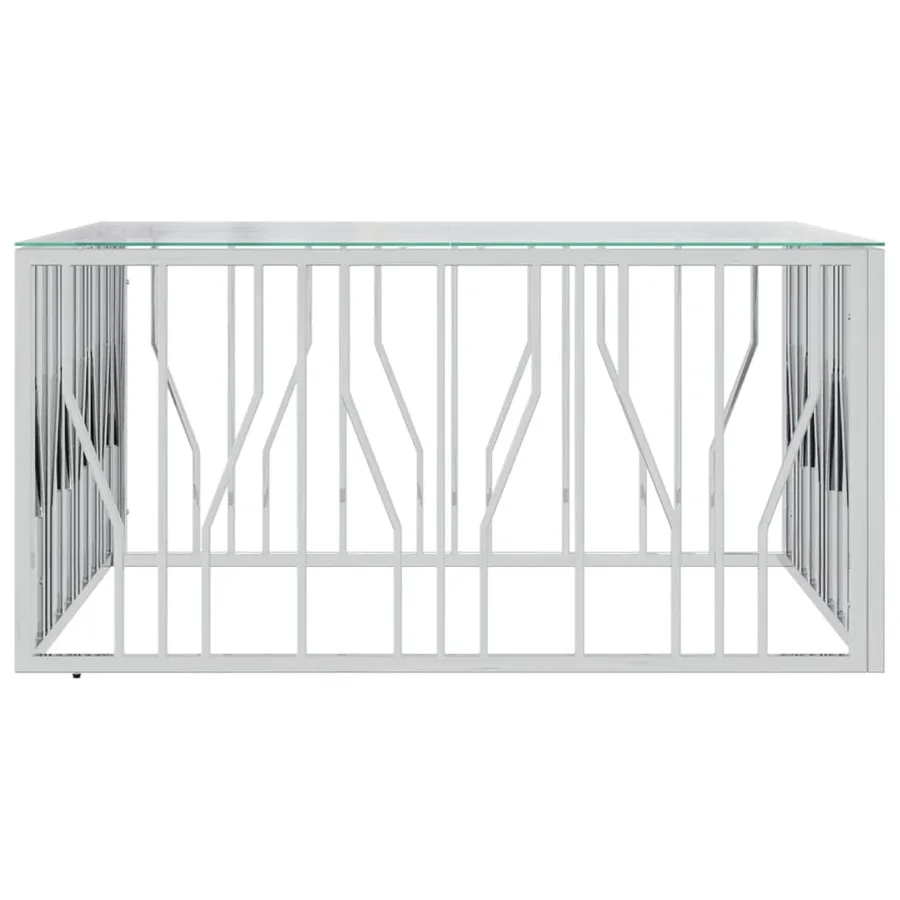 Table basse 100x100x50 cm acier inoxydable et verre - 4