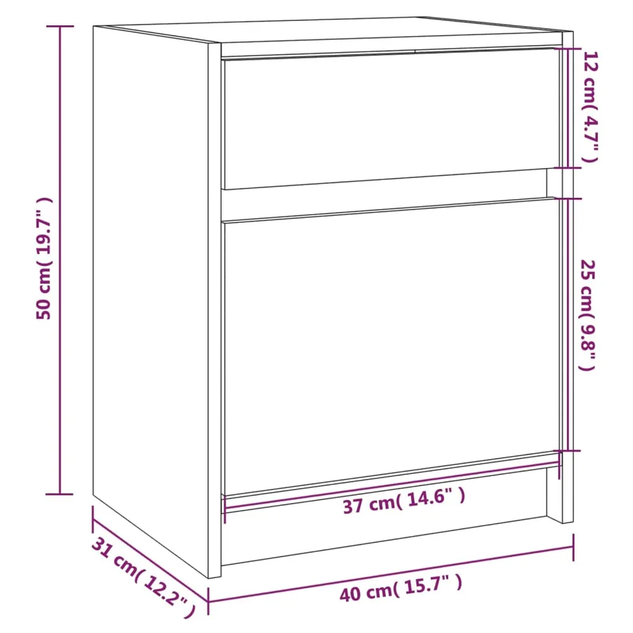 Tables de chevet 2 pcs Noir 40x31x50 cm Bois de pin massif - 12