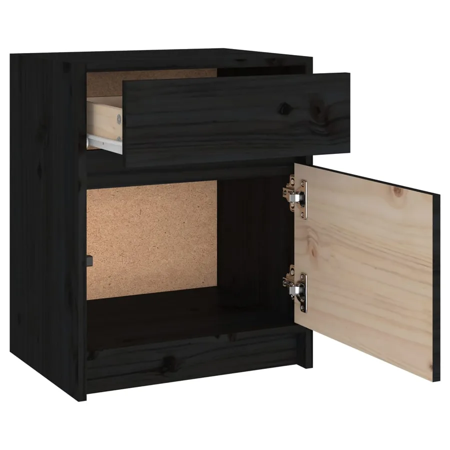 Tables de chevet 2 pcs Noir 40x31x50 cm Bois de pin massif - 6