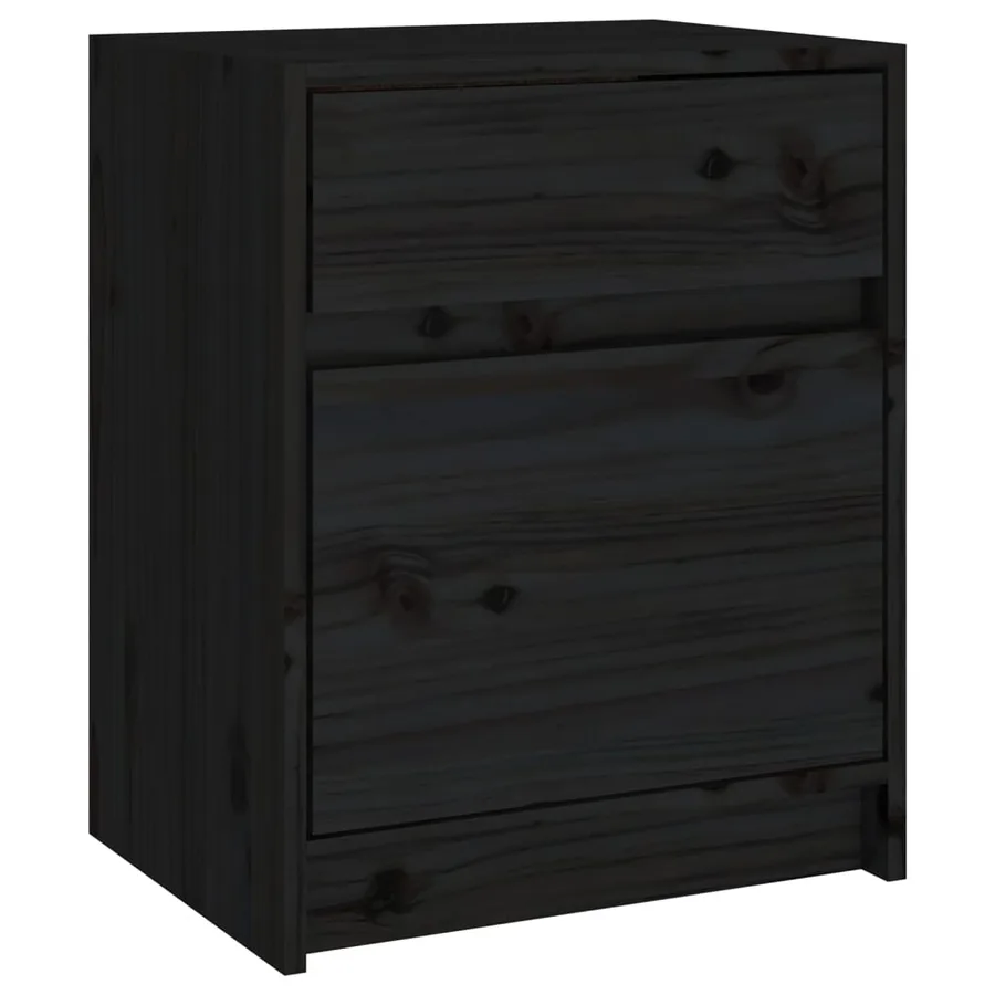 Tables de chevet 2 pcs Noir 40x31x50 cm Bois de pin massif - 7