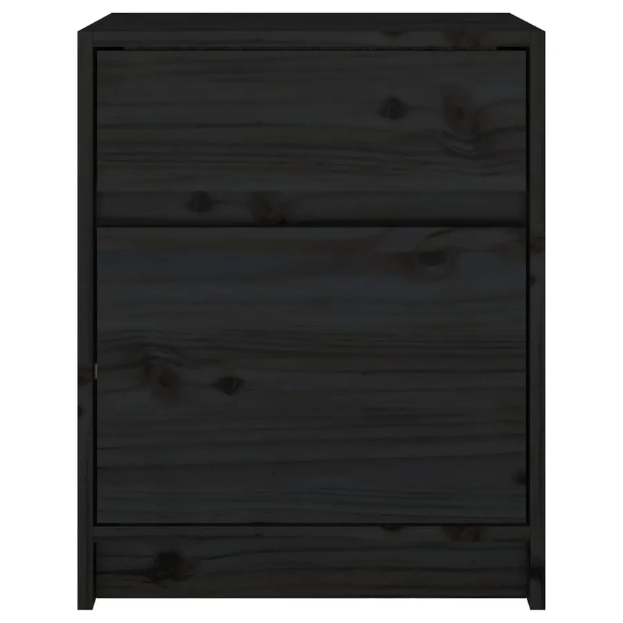 Tables de chevet 2 pcs Noir 40x31x50 cm Bois de pin massif - 8