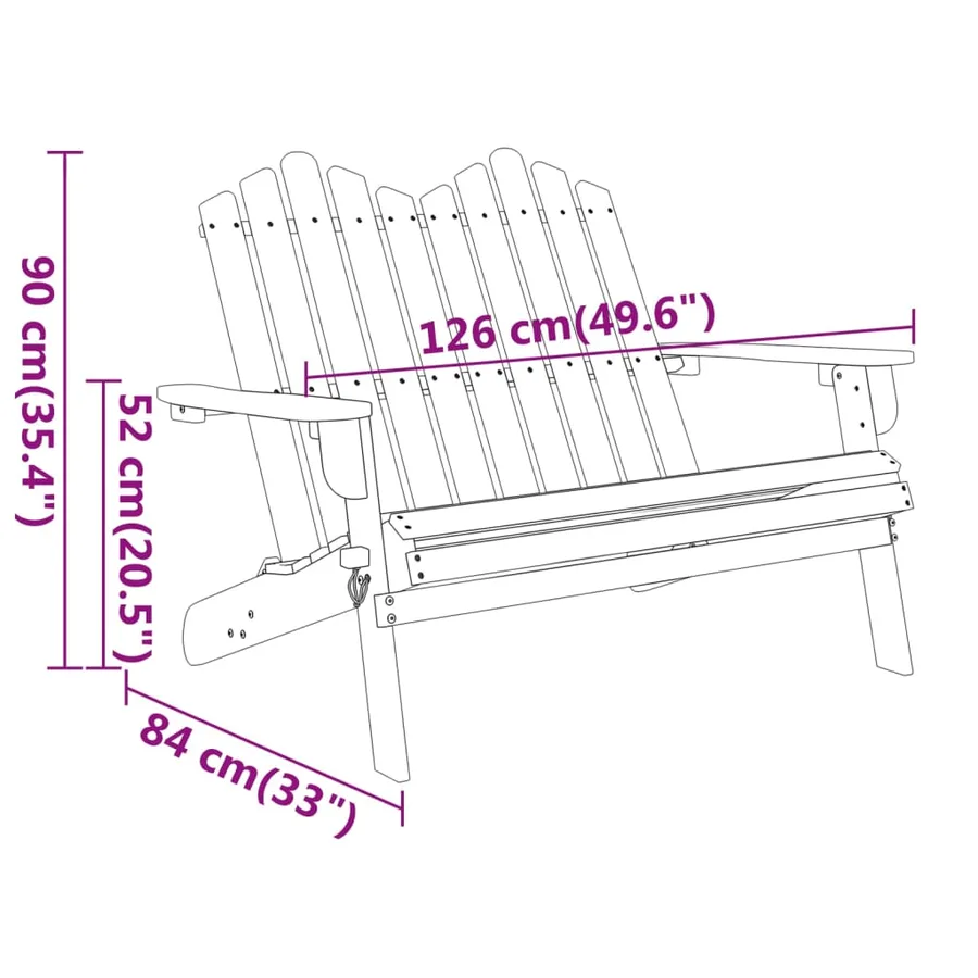 Banc de jardin Adirondack 126 cm bois massif d'acacia - 8