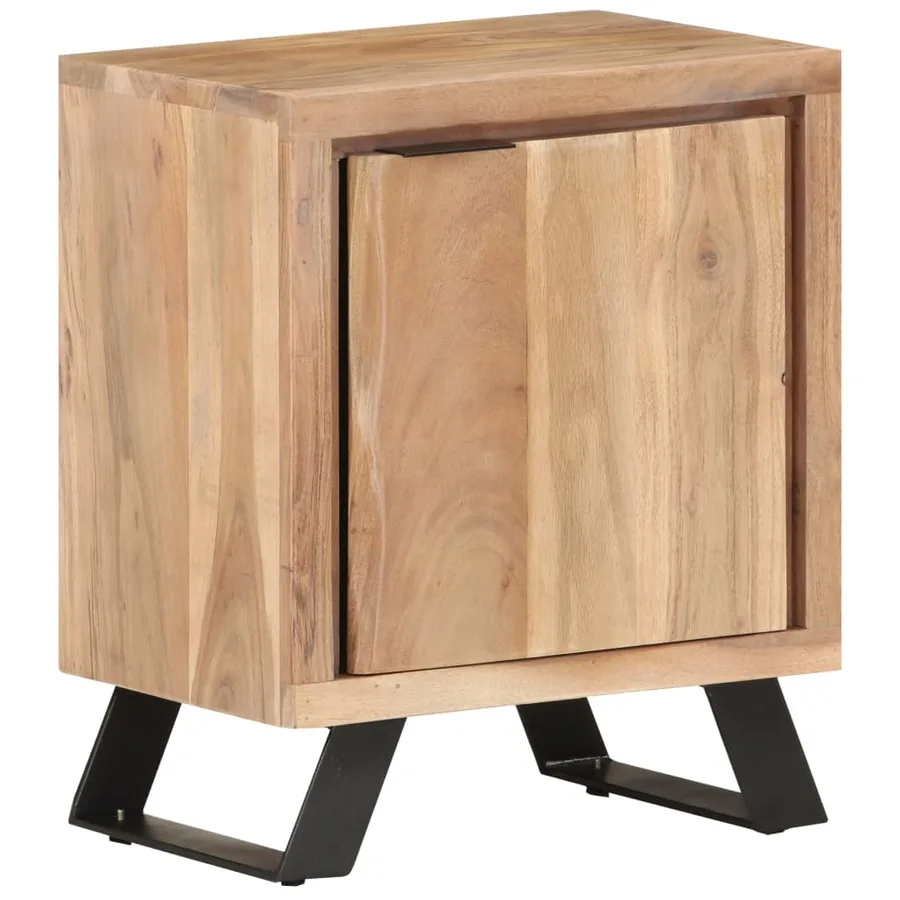 Table de chevet 40x30x50 cm Bois d'acacia avec bord naturel - 10