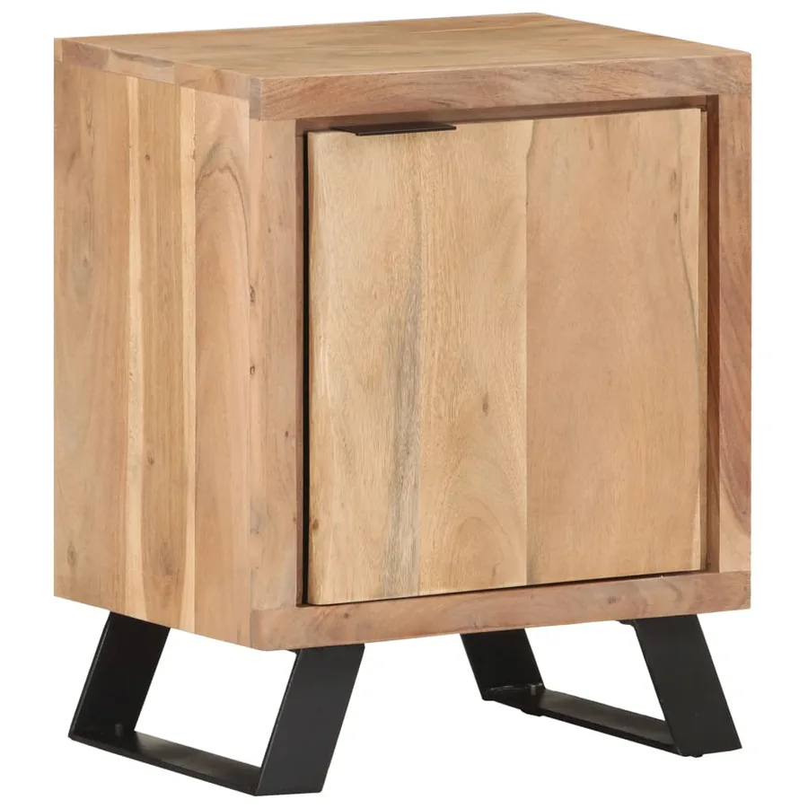 Table de chevet 40x30x50 cm Bois d'acacia avec bord naturel - 11
