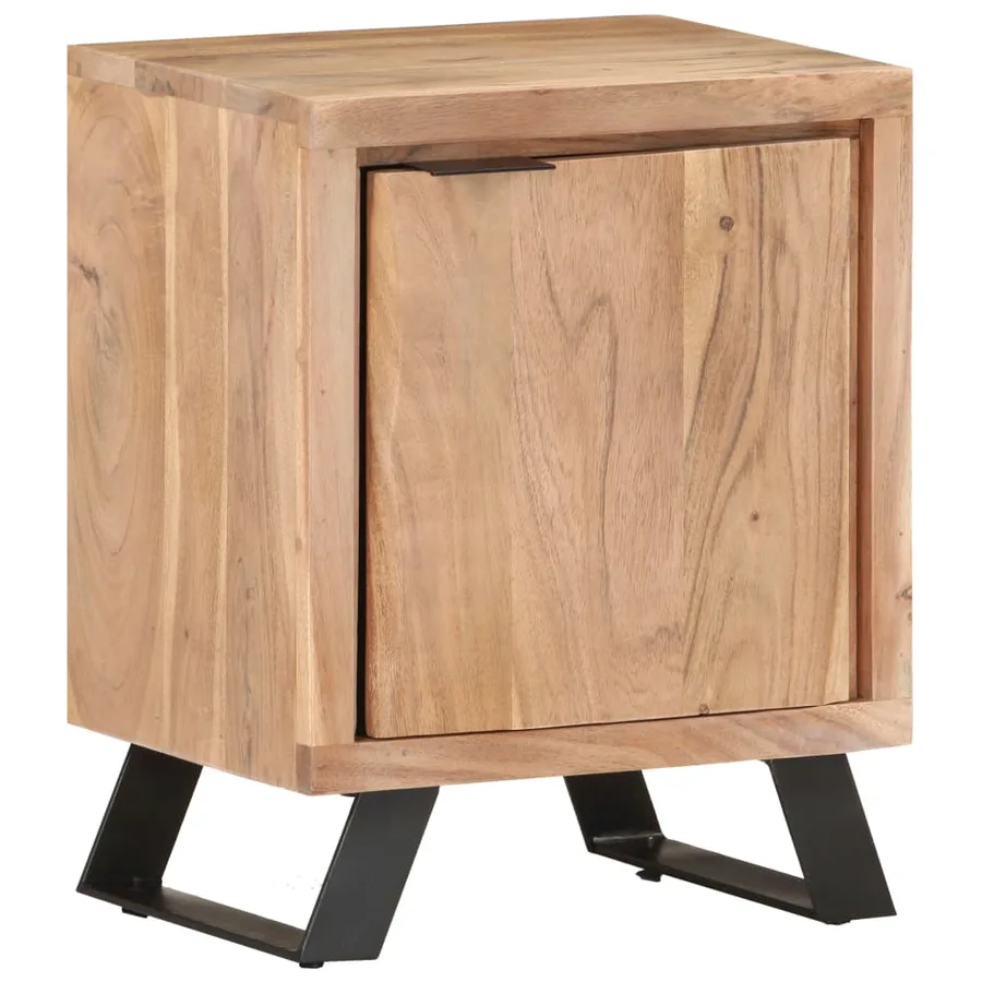 Table de chevet 40x30x50 cm Bois d'acacia avec bord naturel - 12
