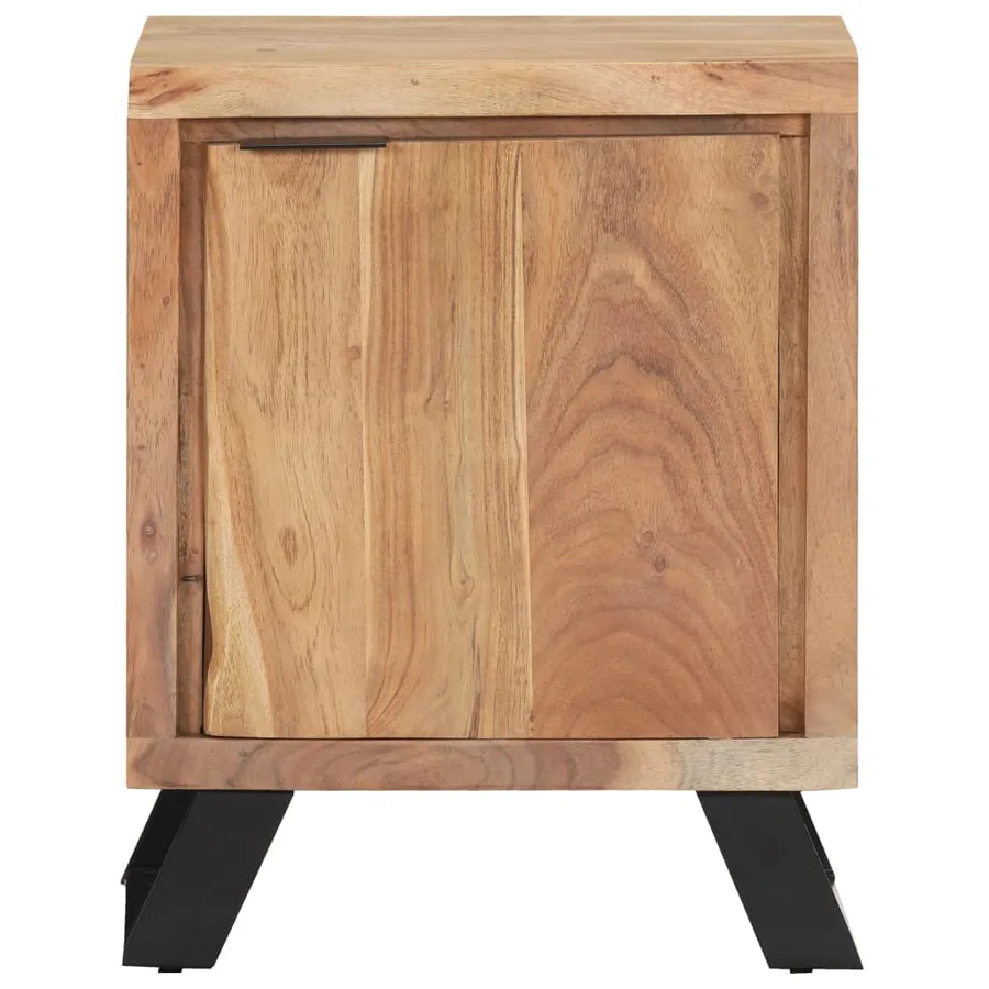 Table de chevet 40x30x50 cm Bois d'acacia avec bord naturel - 2