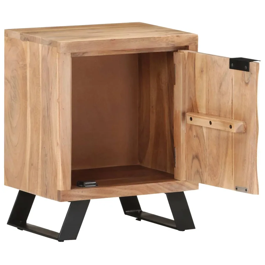 Table de chevet 40x30x50 cm Bois d'acacia avec bord naturel - 3