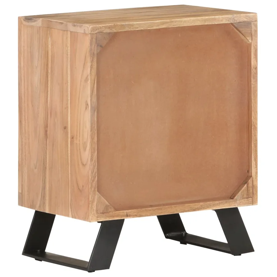 Table de chevet 40x30x50 cm Bois d'acacia avec bord naturel - 4