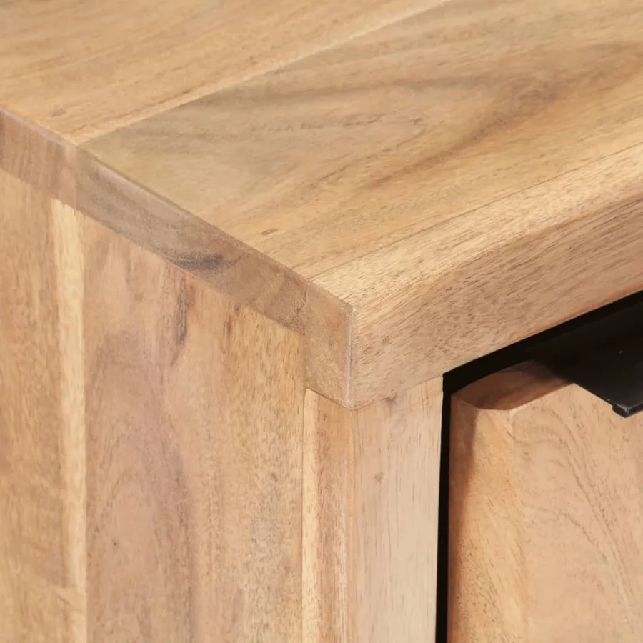 Table de chevet 40x30x50 cm Bois d'acacia avec bord naturel - 5