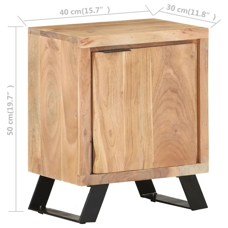 Table de chevet 40x30x50 cm Bois d'acacia avec bord naturel - 8