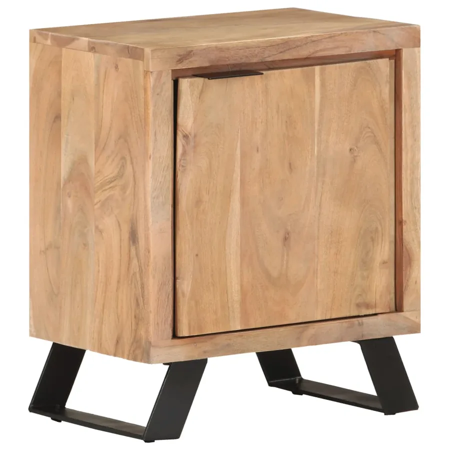 Table de chevet 40x30x50 cm Bois d'acacia avec bord naturel - 9