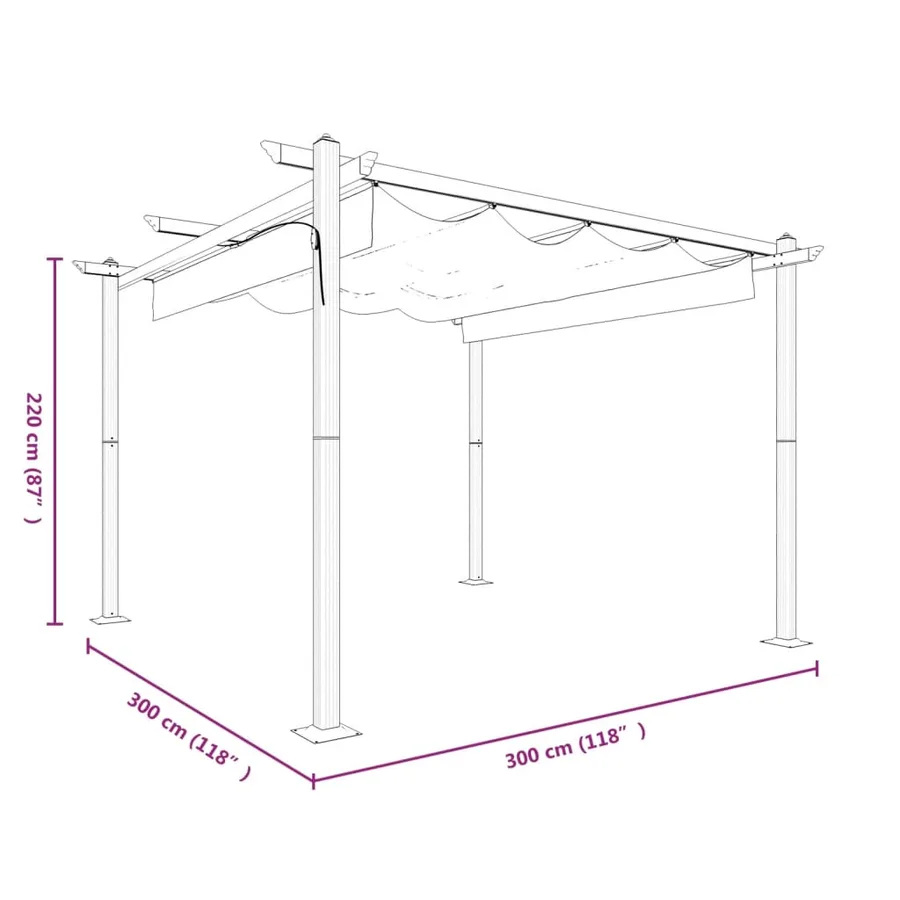 Tonnelle de jardin avec toit rétractable 3x3 m Anthracite - 10