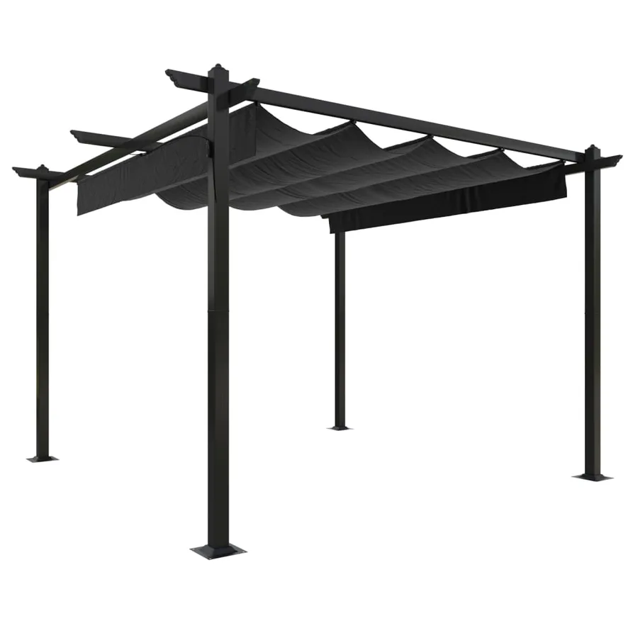 Tonnelle de jardin avec toit rétractable 3x3 m Anthracite - 2