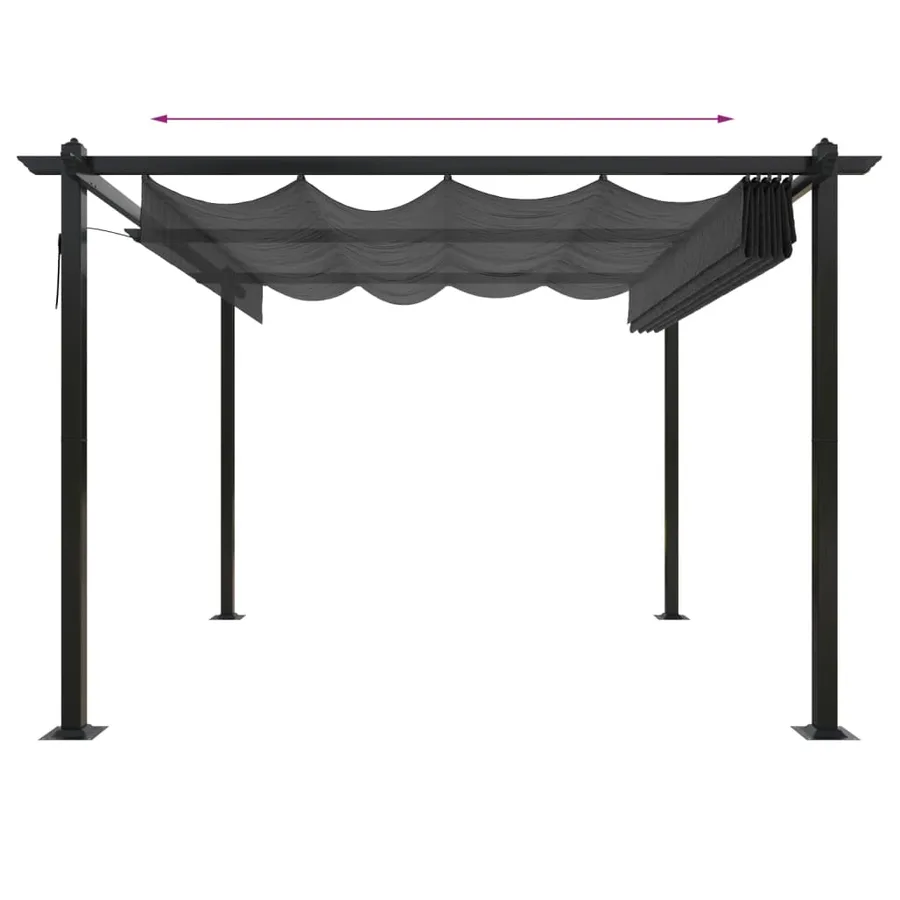 Tonnelle de jardin avec toit rétractable 3x3 m Anthracite - 6