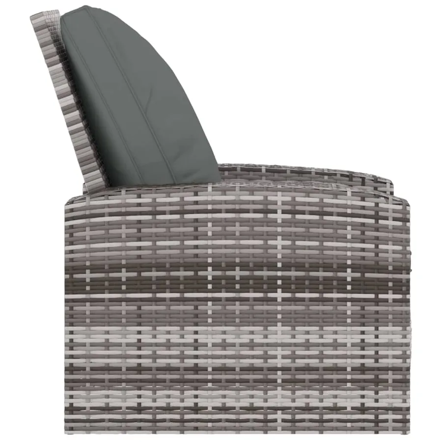 Fauteuil inclinable de jardin avec coussins gris résine tressée - 4