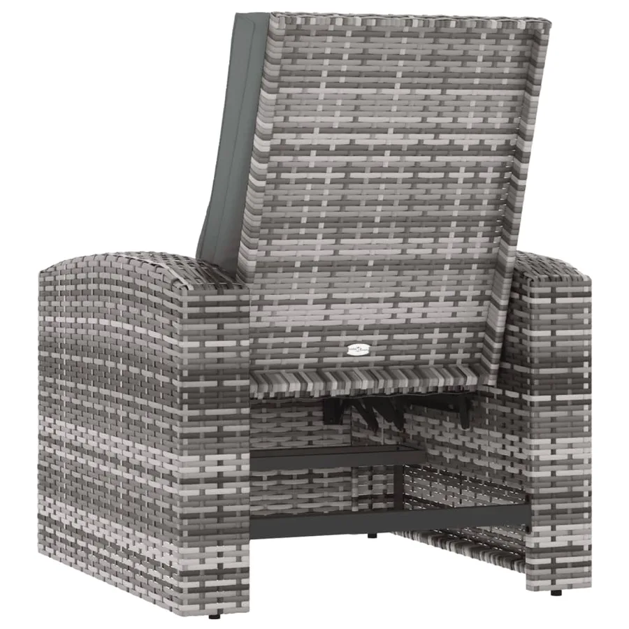 Fauteuil inclinable de jardin avec coussins gris résine tressée - 5