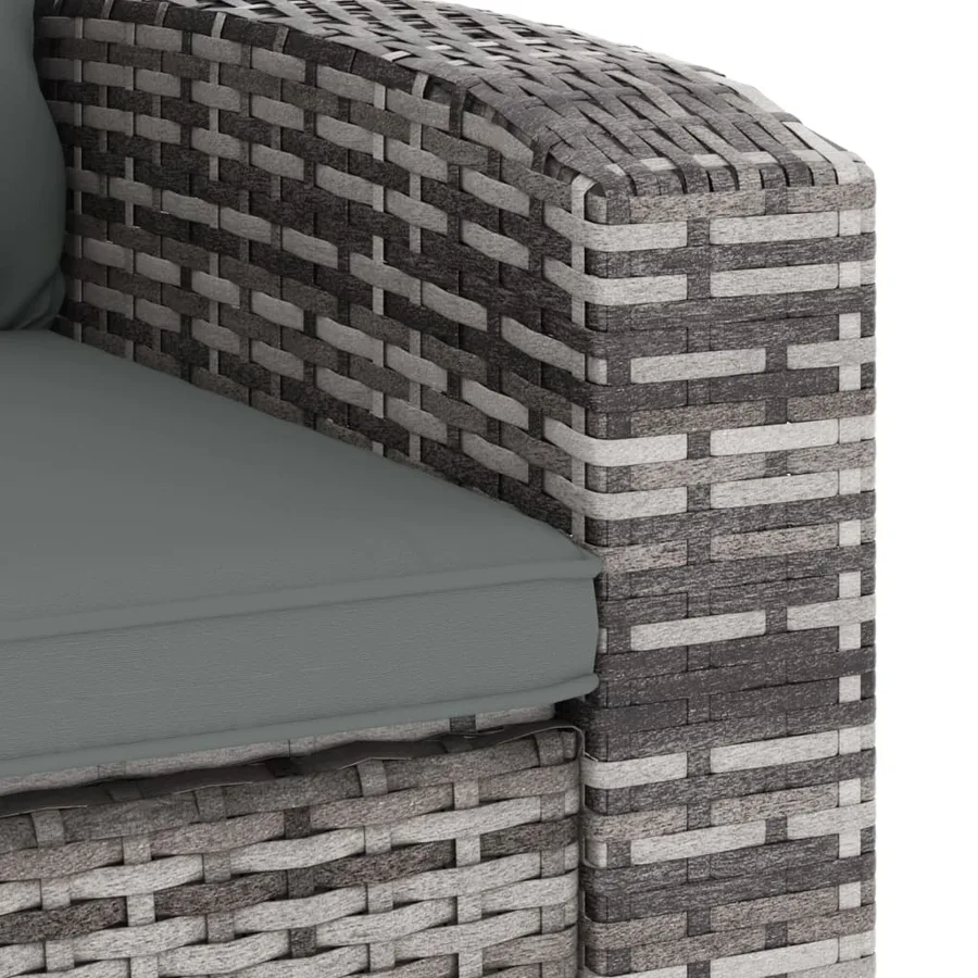 Fauteuil inclinable de jardin avec coussins gris résine tressée - 7