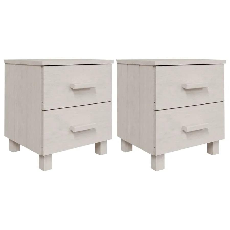 Tables de chevet HAMAR 2 pcs Blanc 40x35x44,5 cm Bois massif - 2
