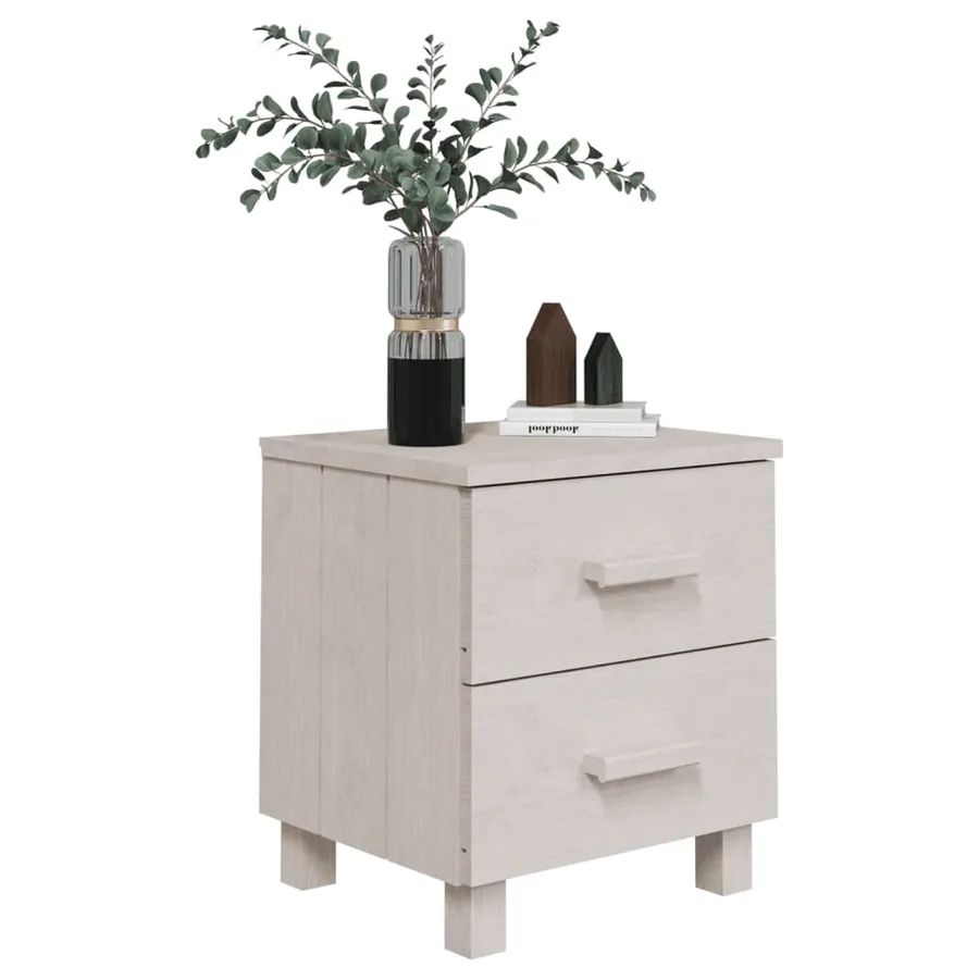 Tables de chevet HAMAR 2 pcs Blanc 40x35x44,5 cm Bois massif - 7