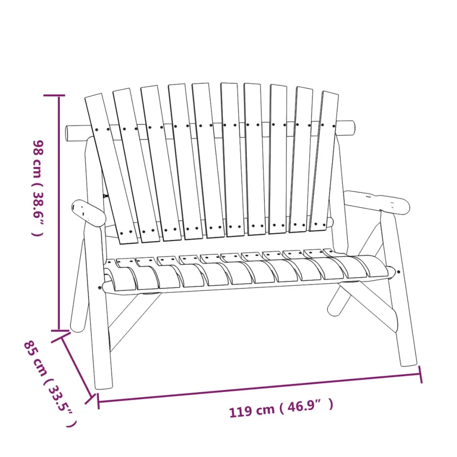 Banc de jardin à 2 places 119x85x98 cm bois massif d'épicéa - 6