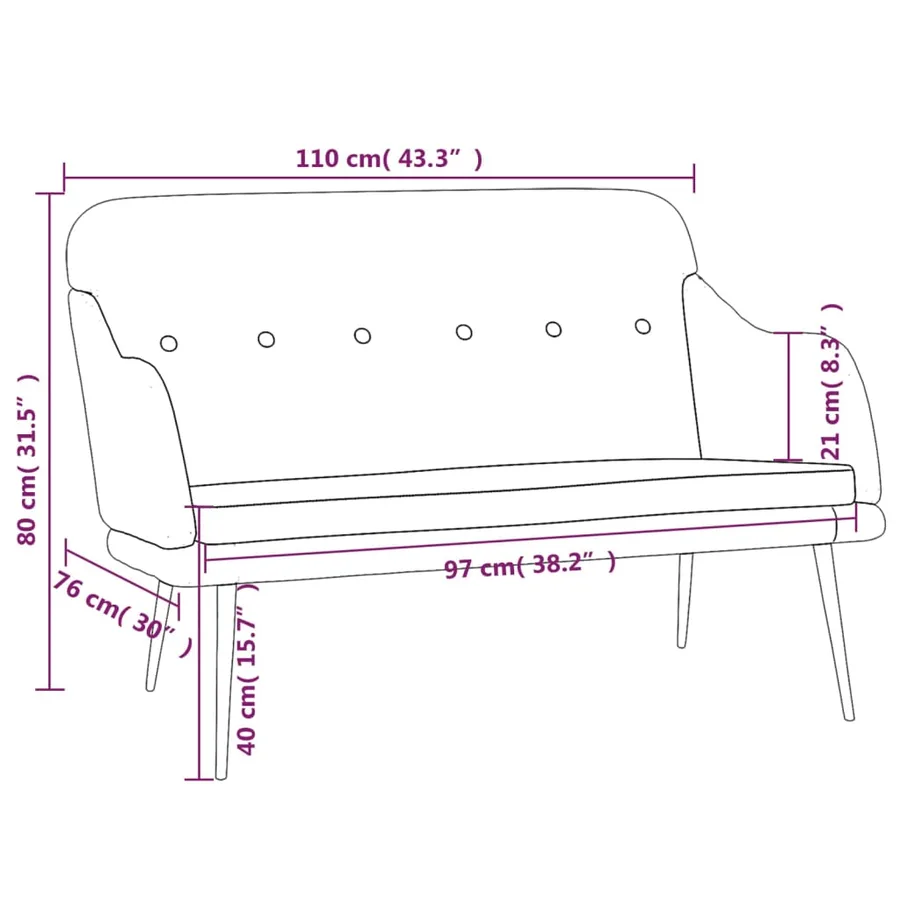 Banc Gris foncé 110x76x80 cm Tissu - 8