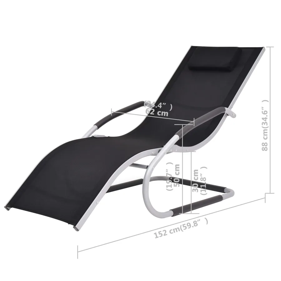 Chaise longue avec oreiller Aluminium et textilène Crème - 16