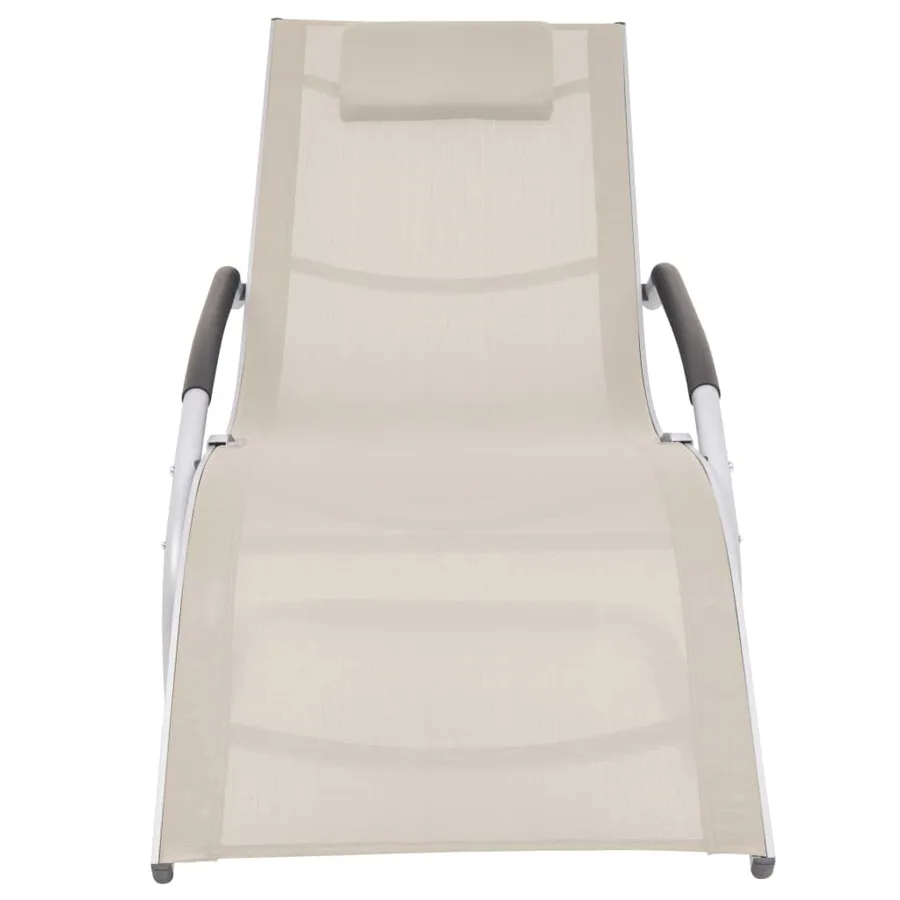 Chaise longue avec oreiller Aluminium et textilène Crème - 2